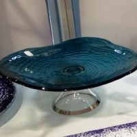 Coupe sur Pied "BOIS-BLEU" cristal contemporain