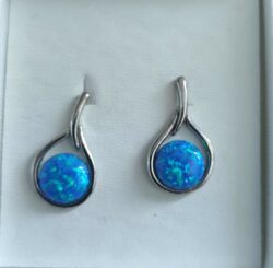Boucles d'Oreilles Gouttes OPALE BLEUE