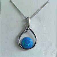Collier Goutte OPALE BLEU Ag